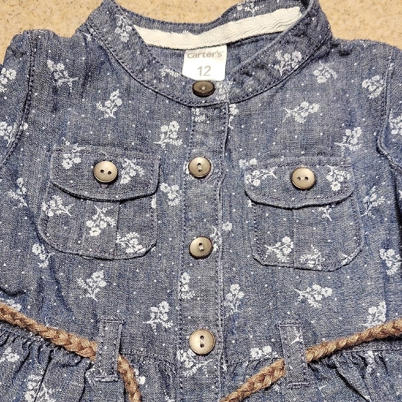 Carter's Blue Dress With Belt And Matching Diaper Cover SIZE 12 MONTHS - Picture 3 of 6